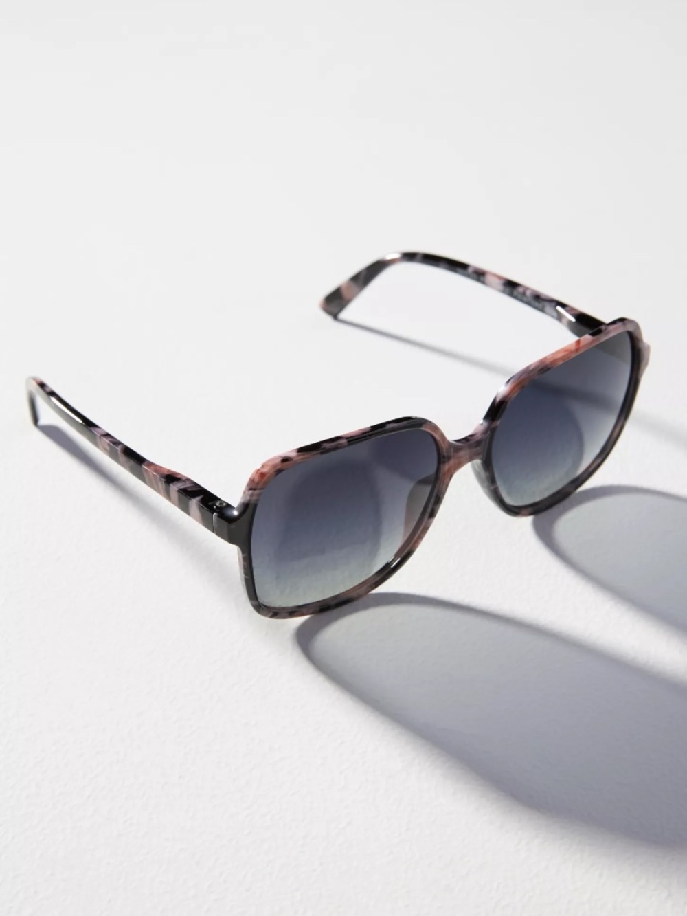 New Anthropologie Peepers Paparazzi Black Marble Oversized Polarized Sunglasses